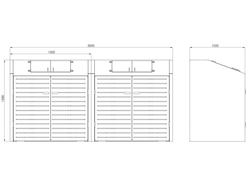 Cache conteneur double - plan